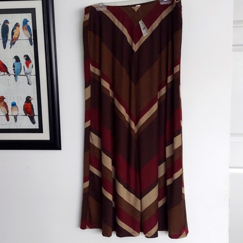 Cato Plus Women's Brown, Tan & Burgandy Maxi Skirt - 18/20W